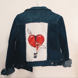 Custom painted denim jacket If interested!
